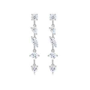 a cascading line of shimmering stones drop earrings