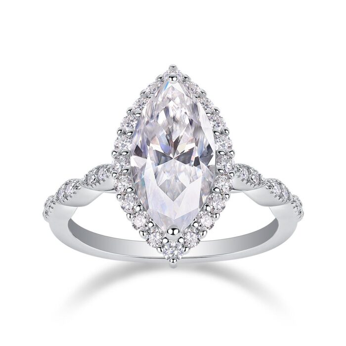 An exquisite 3-carat marquise-cut Moissanite ring